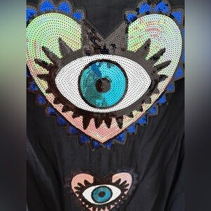 Eye sequin oversized shirt